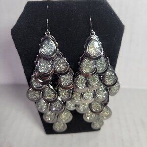 Premier Designs Silver-Tone Multi-Tier Elegant Statement Teardrop Earrings